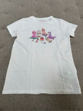 EUC GIRLS CREWCUTS POODLE TEA PARTY SHORT SLEEVE T-SHIRT GRAPHIC TEE SIZE 8-9